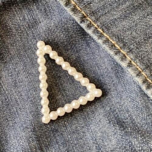 Greek Gold Tone Delta Pearl Brooch Lapel Pin