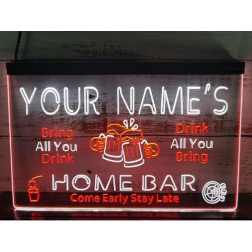 0S038 Name Personalized Home Bar Beer Family Dual Color LED Neon Sign