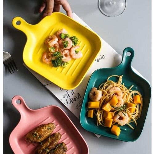 Ceramic Bakeware Plate Handle Oven Baked Rice Backing Plate Assiette For Food тарелки для еды Platos Ceramic Plates Table