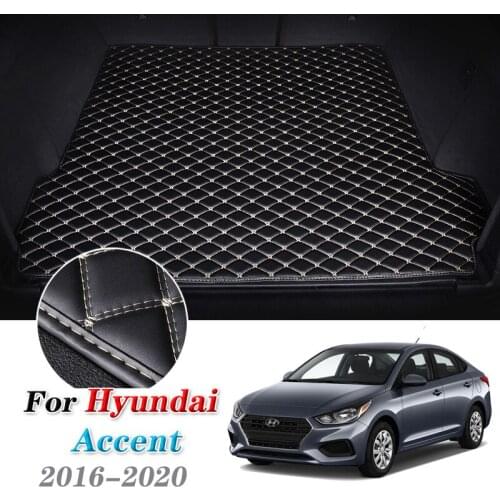 Leather Car Trunk Mats for Hyundai Accent 2016-2020 Verna Solaris Rear Cargo Liner Boot Tray Pad Auto Carpet Floor Mat