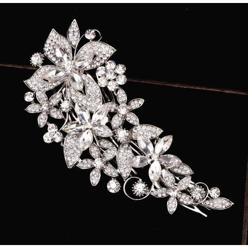 Beautiful Floral Wedding Hair Jewelry Sparkling Crystal Rhinestone Bridal Hair Combs Hairpin Hair Accessories Party Gift W003