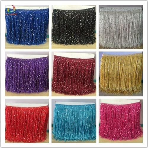 20cm/5 yards long Polyestes fringed lace ribbon Sequins tassel Latin dance curtain fabric sewing accessories DIY decoration