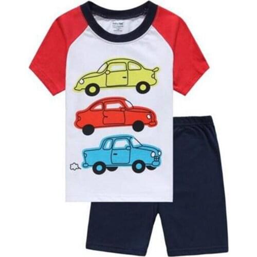 Hot Sale Children Short Sleeve Pajamas For Boys Kids Cartoon Car Pajamas Set Child Pijama Baby Pyjamas Cotton Girls Sleepwear