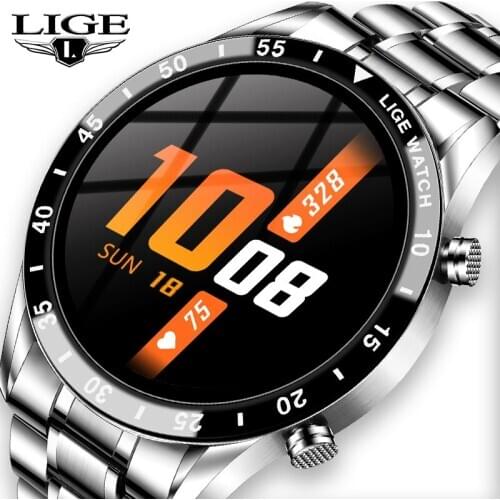 LIGE Business Smart Watch Men Heart Rate BBlood Pressure Monitoring Alarm Clock Reminder Bluetooth Call Watch Sports Smartwatch