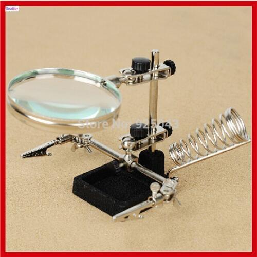 New Helping Hand 5X Magnifier with Soldering Stand Tool auxiliary clip magnifier Welding Repair Station Holder