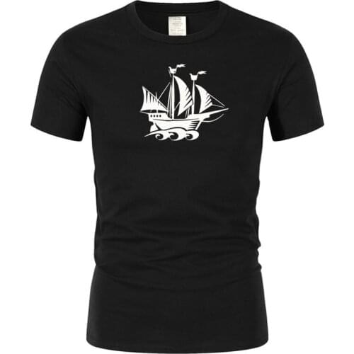 Short sleeve T-shirt humor funny the coolest sailboat mens T-shirt cotton