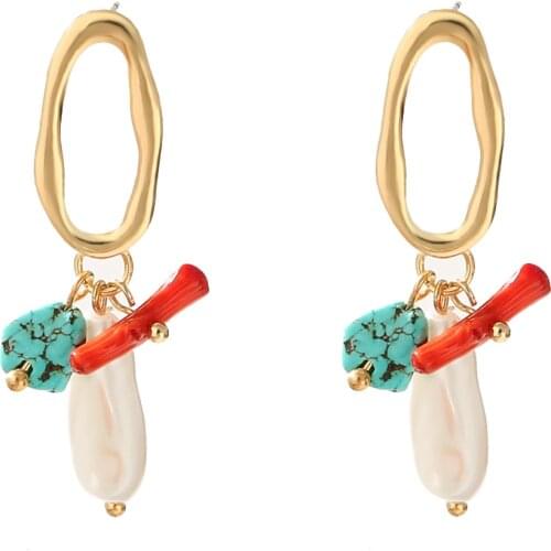 New Long Irregular Natural Stone Earrings High-quality Handmade Drop Pearl Earring Fashion Jewelry Accessories For Women