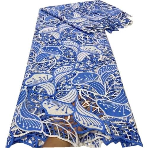 Very beautiful two colors African big Milk Silk lace fabric fashion water soluble lace for attractive party dress YY-140