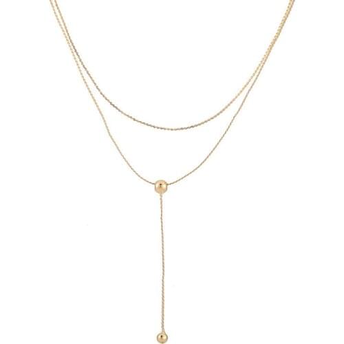 2020 Fashion Long Tassel Pendant Necklace Women Cute Girl Gold Silver Color Double Layer Chokers Korean Jewelry