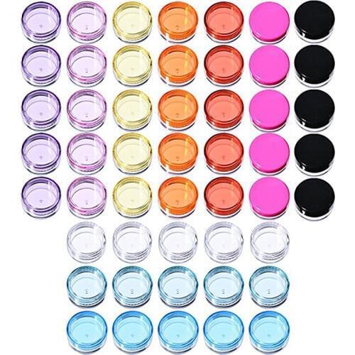 50 Pieces Plastic Pot Jars Empty Cosmetic Container with Lid for Creams Sample Make-up Storage, 5 g, 10 Colors