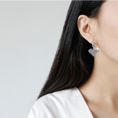 Simple brief small little full zircon cute heart tiny hoop earrings for women copper girls gifts fce075