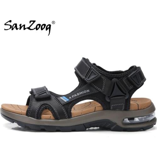Summer Men Genuine Leather Beach Sandals Man Shoes Casual Breathable Outdoor Fashion Soft Comfortable Dropshipping Shoes 2021