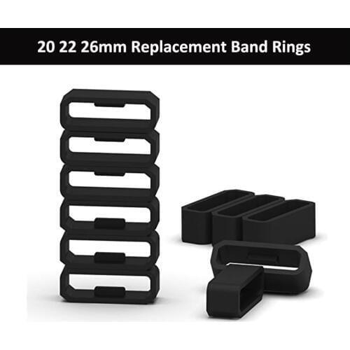 20mm 22mm 26mm Soft Silicone Rings Fastener Rings Security Loop for Garmin Fenix 5 5X 5S 6 6S 6X Pro Silicone Replacement Band