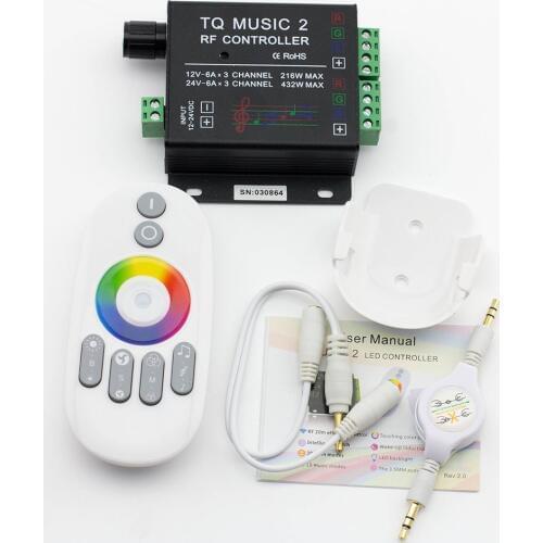 LED RGB Music Touch Controller RF Sensitivety Backlight RF Remote Touching Color 3.5MM Audio 15 Music Modes LED Light Strip