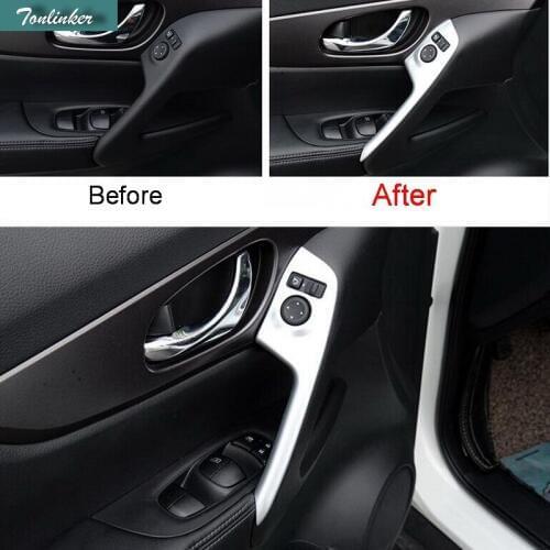 Tonlinker Cover Case Stickers for Nissan X-Trail 2014-17 2 PCS Car Styling ABS front door armrest Interior Mouldings stickers