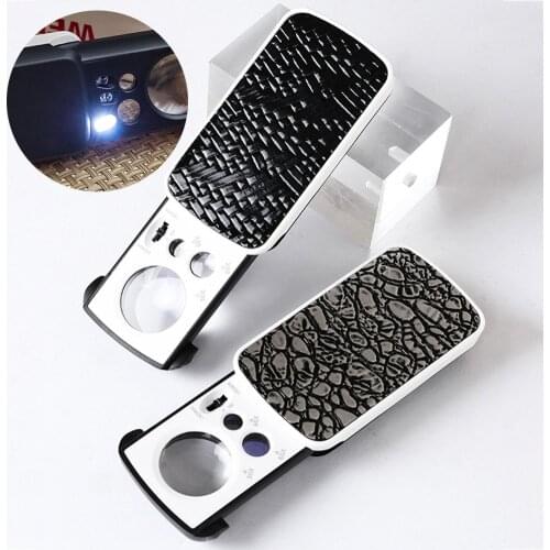 30X 60X 90X Magnifying Glass UV LED Jewelry Appraisal Reading Monocle Magnifier Exquisite Workmanship for Inspecting Jewelry