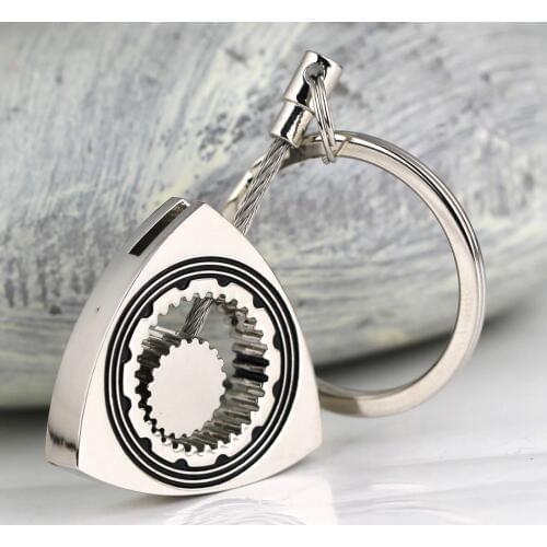 Rotary Rotor Keychain Polished Silver Auto Part Triangle Wankel Engine Keyring Trinket Chains Keyfob Car Styling Decoration 1pc