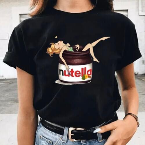 Nutella Kawaii Print Women T Shirt Girl 90s Harajuku Ullzang Fashion T-shirt Korean Style Top Tees Female