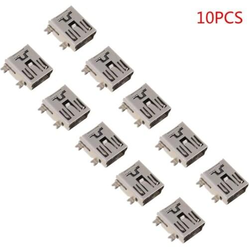 10 Pcs Mini USB Type B 5 Pin Female Socket Connector For Mobile Phone Charging