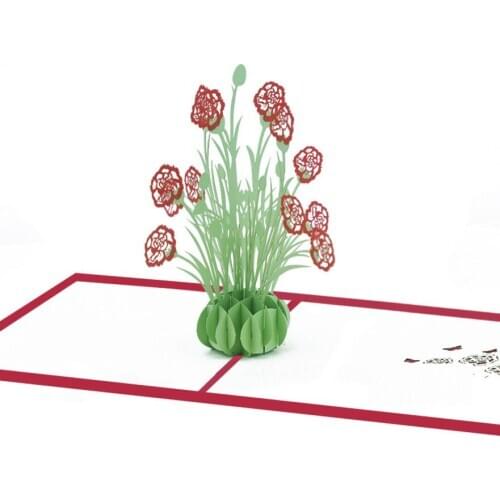 10pcs Handmade Kirigami Origami Carnation Flower 3D Pop UP Greeting Cards Invitation card For Wedding Birthday Party Gift