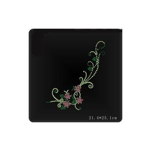 2pc/lot flower rhinestone applique hot fix rhinestone transfers iron on crystal transfers design patch