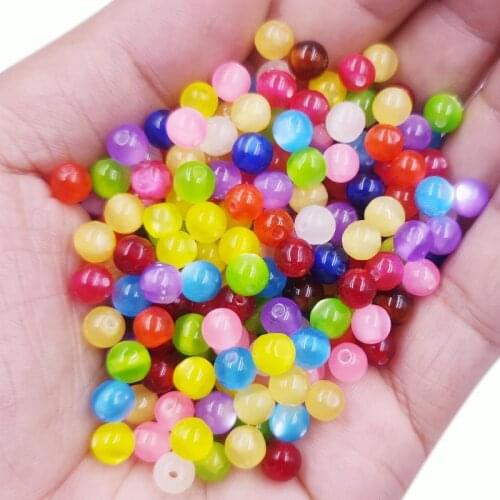 20/40/50Pcs Natural Moon Stone Beads Cat Eye Round Loose Beads 4/6/8/10mm Candy Color Jewelry Making DIY Bracelet
