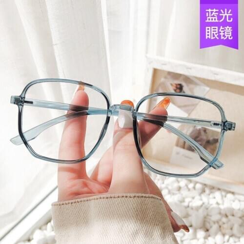 2020 Fashion Polygon Transparent Big Frame Female Flat Oversized Square Optical Anti-blue Light Unisex Trend Glasses Frame