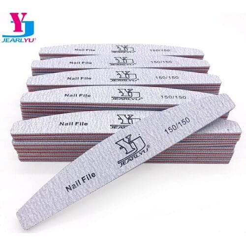 50Pcs/lot Moon Nail File Sandpaper Sponge 150/150 Grit Manicure UV Gel Tips Files Professional Beauty Art Styling Washable Tools
