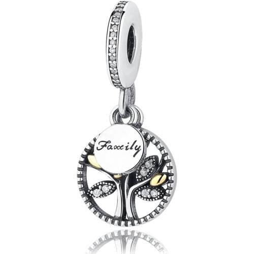 Authentic 925 Sterling Silver Charms Hollow Family Tree Beads Fits Original 3mm Charm Bracelets Jewelry DIY