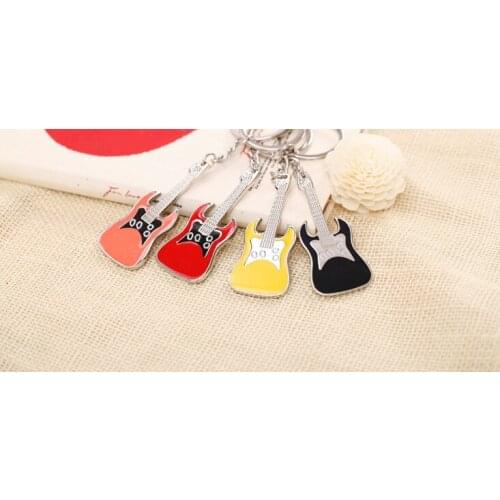 FREE SHIPPING BY DHL 200pcs/lot 2015 New Zinc Alloy Guitar Keychains Metal Guitar Keyrings for Gifts