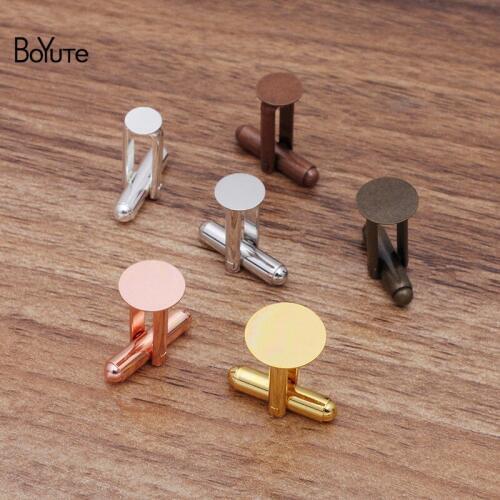 BoYuTe 20Pcs 6 Colors 6MM 8MM 10MM 12MM Round CabochonFlat Glue Pad Cufflinks Base Setting Diy Blank Jewelry Findings Components