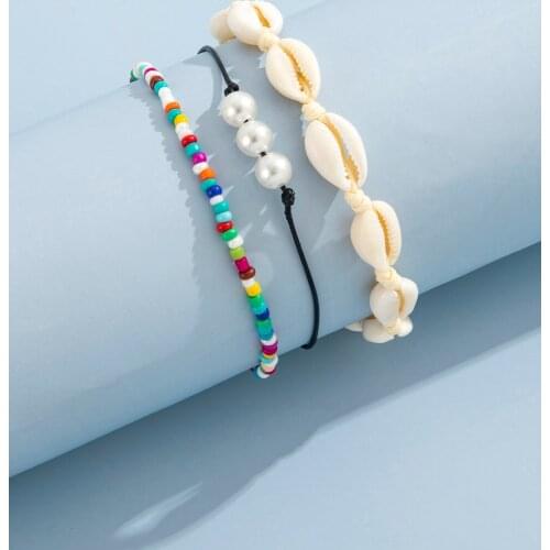 Stillgirl Boho Shell Bracelets for Women Charms Pearl Multicolor Beads Aesthetic Rope Chains Couple Gift Summer Fashion Jewelry