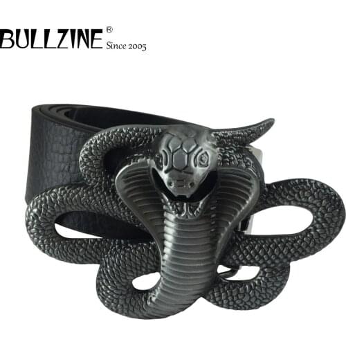 Bullzine Zinc alloy Snake Belt buckle Jeans cowboy gift belt buckle free PU belt 03405 drop shipping