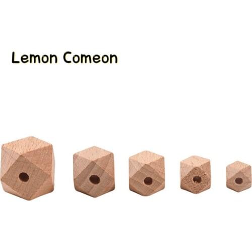 100Pcs Multi Size Hexagon Beech Wood Baby Teething Beads DIY Pacifier Chain Bracelet Wooden Blank Nurse Gift Baby Product