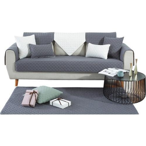 Sofa Slipcover for Living Room Gray Solid Color Cotton Sofa Cushion Couch Cover Modern Minimalist Corner Sofa Towel Seat Pad