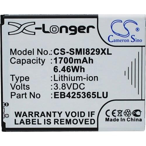 CS 1700mAh / 6.46Wh battery for Samsung Galaxy Duos, Galaxy Style Duos, GT-I8262D, GT-I8268, SCH-i829 EB425365LU