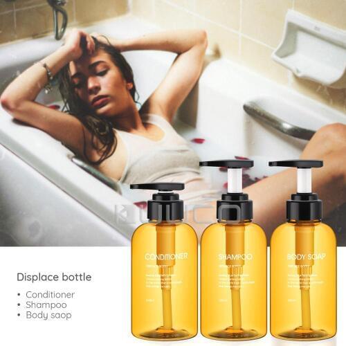 3pcs Refillable Soap Lotion Dispenser 300ml/500ml Pump Bottles for Liquid Body Soap Shampoo Conditioner Shower Gel Plastic