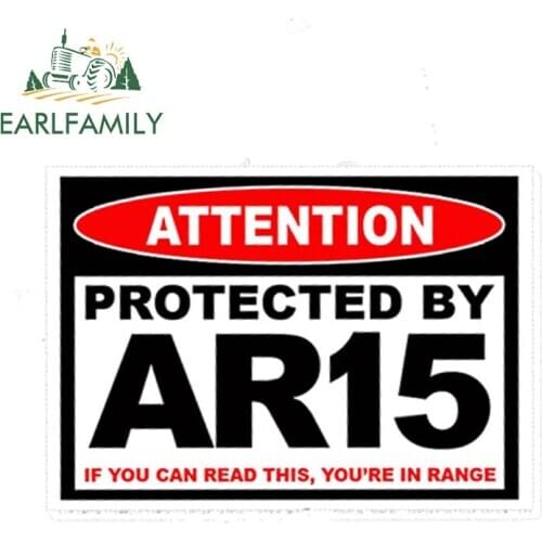 EARLFAMILY 13cm x 9.75cm Car Styling Protected AR15 AR 15 Warning Sticker Rifle Gun Safe Ammo Amendment 2A PAIR Car Sticker