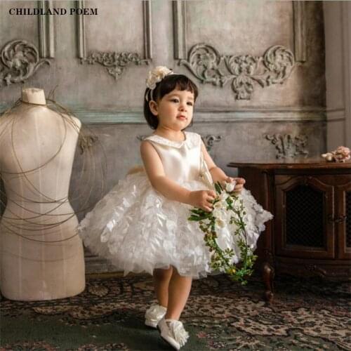 1st Birthday Party Baby Girls Dress Flower Lace Girls Dresses For Party And Wedding Ball Gown Princess Kids Dresses For Girls