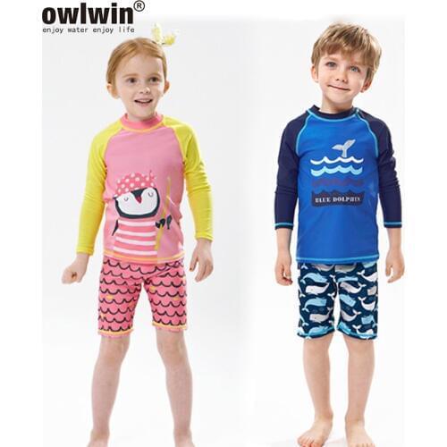 2020 Childrens Swimsuit Split Baby Long Sleeve Sun Protection Older Childrens Wetsuit Quick-drying Warm Spa Boys Swimsuit