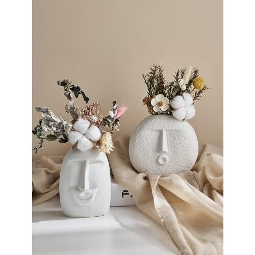 Light Luxury Ceramic Vase Decoration Creative Simple Face Flower Arrangement Living Room Home Decoration Art Small Ornament