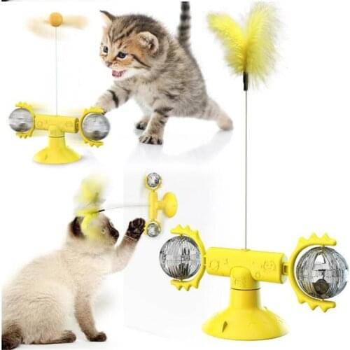 N35 New Meow Planet Round Windmill Cat Toy Cats Turntable Cat Stick Pet Puzzle Fun Products Toys