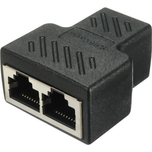 New 2 Port RJ45 Splitter Adapter LAN Network Ethernet Extender Connector Plug Lot 1pcs
