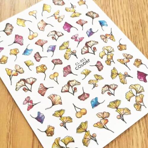 Newest CL051 laser flower design 3d nail sticker template back glue DIY nail decal decoration tools for nail art design