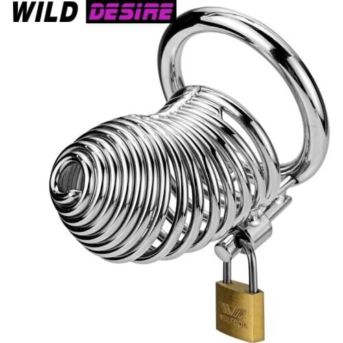 NEW Male Metal Chastity Lock Wearing Imprisonment Sexy Penis Ring Chastity Appliance CB Lock Cage BDSM Sex Training Tools 18+ 18