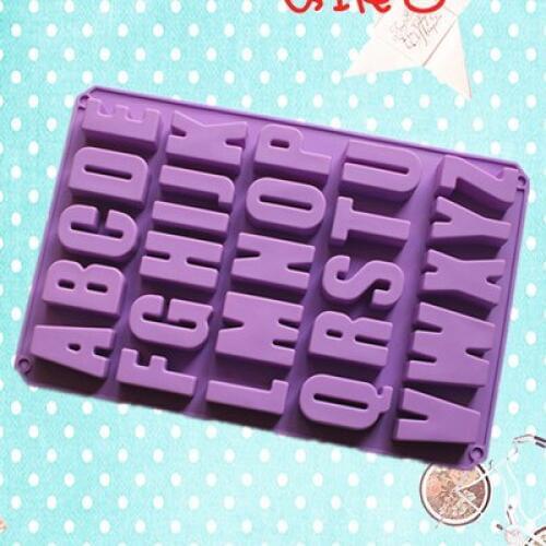 Wholesale,Uppercase /Lower case letter /alphabet silica gel cake mold chocolate mould ice cube tray 20 pcs hole 5.1*3*2.4