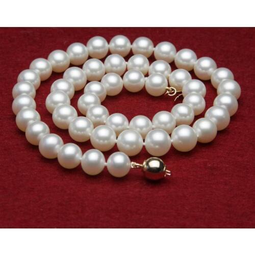AA+ 9-10mm white fresh water pearls necklace 18"