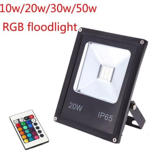 RGB Warm White Cool White 10W 20W 30W 50W Led Outdoor Floodlight AC85-265V Led Spotlight with IR Remote Controller 16 Colorful