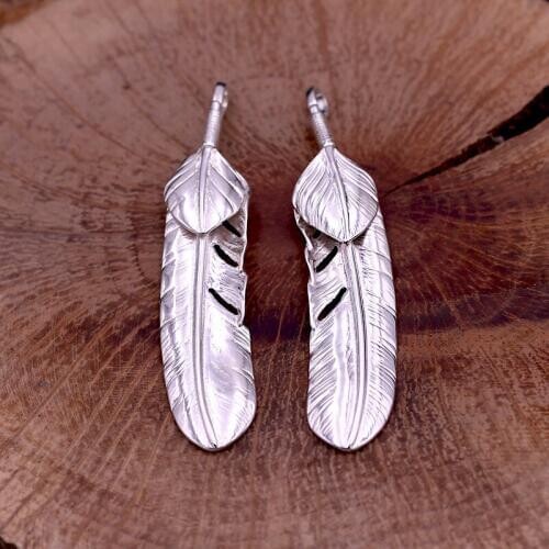 S925 Sterling Silver Jewelry Vintage Retro Thai Silver Takahashi Goro Smooth Feather Male And Female Pendants