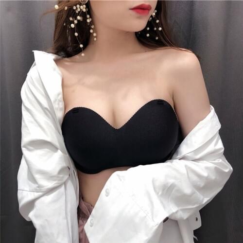 Sexy Backless Invisible Bra Push Up For Women Lingerie Seamless Brassiere No Sewing Bra Black Strapless Bandeau